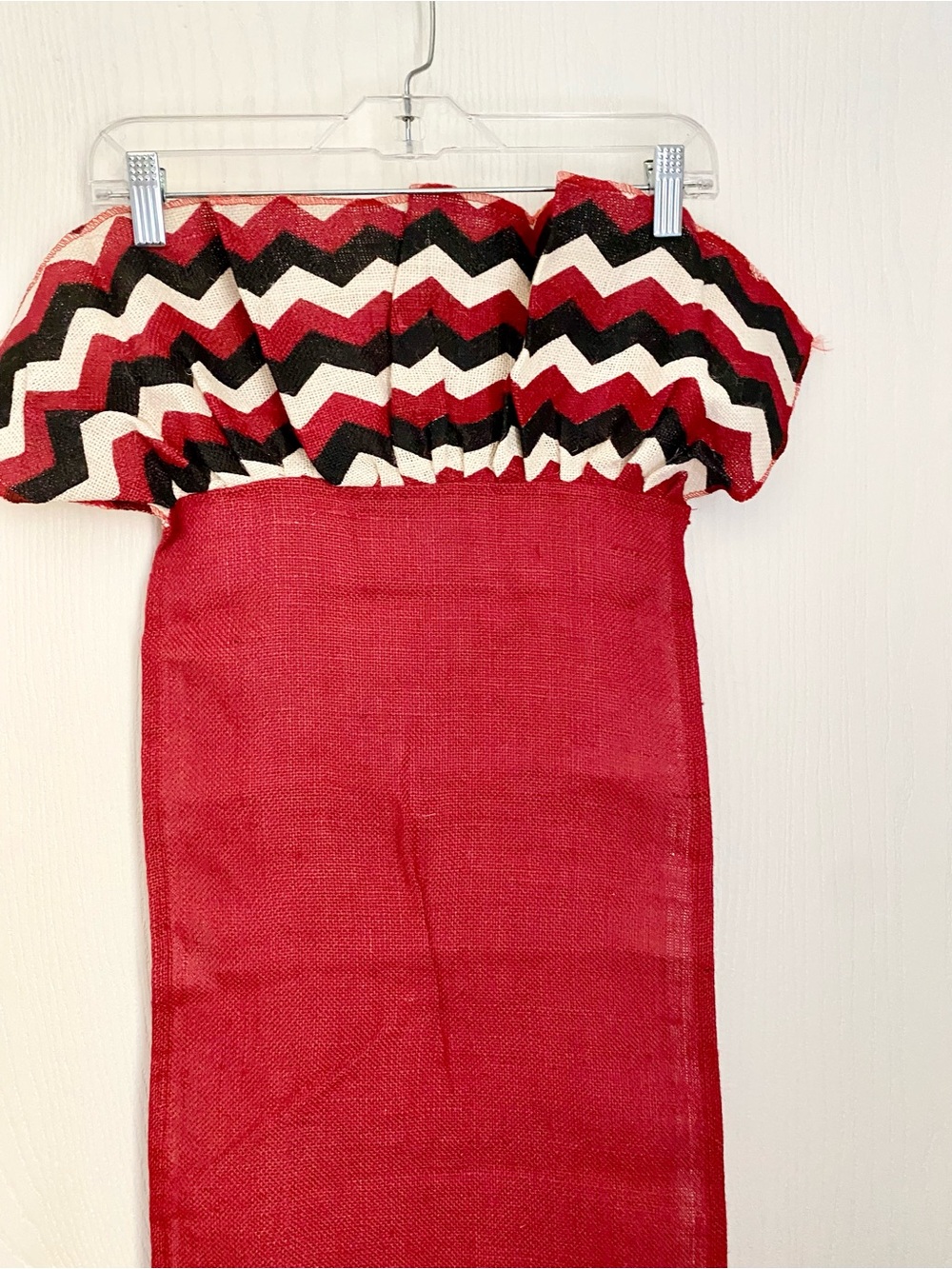 Red Chevron Accent Table runner bed runner Jute